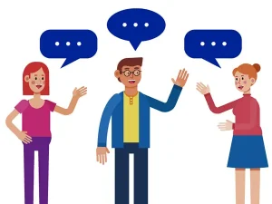 Clients discutant des avantages d'un fournisseur IPTV fiable. Discussion entre clients satisfaits d'un fournisseur IPTV fiable proposant un service de qualité.